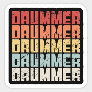 Retro Vintage 70s Drummer Sticker